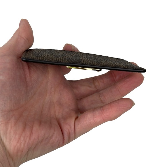 MICHAEL KORS SIGNATURE MK LOGO CARD HOLDER WALLET CASE BROWN/GOLD - Picture 5 of 15